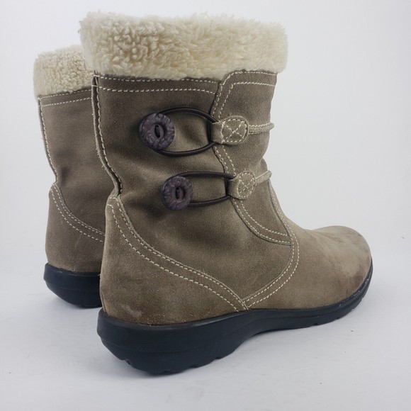 Clarks Bendables Women's Boots Beige Suede Faux Fur Ankle Booties Size 11 M - Picture 6 of 16